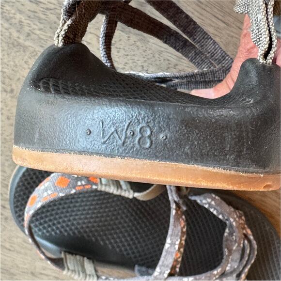 Chaco Womens 8 Creed Golden Gray Orange Sandals Double Straps - Picture 4 of 6